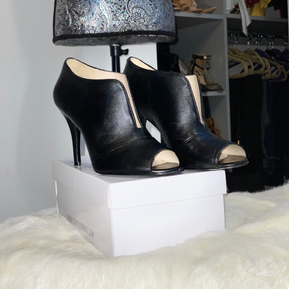 Black open toe booties
